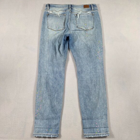 Judy Blue Jeans Womens 13/31 Blue Denim Boyfriend Fit Distressed Stretch - Picture 4 of 16